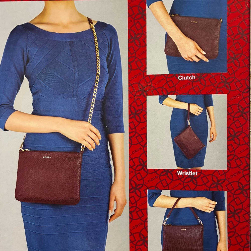 Lodis Emily Italian Leather 5 In 1 Convertible Bag  NIB - Picture 4 of 7